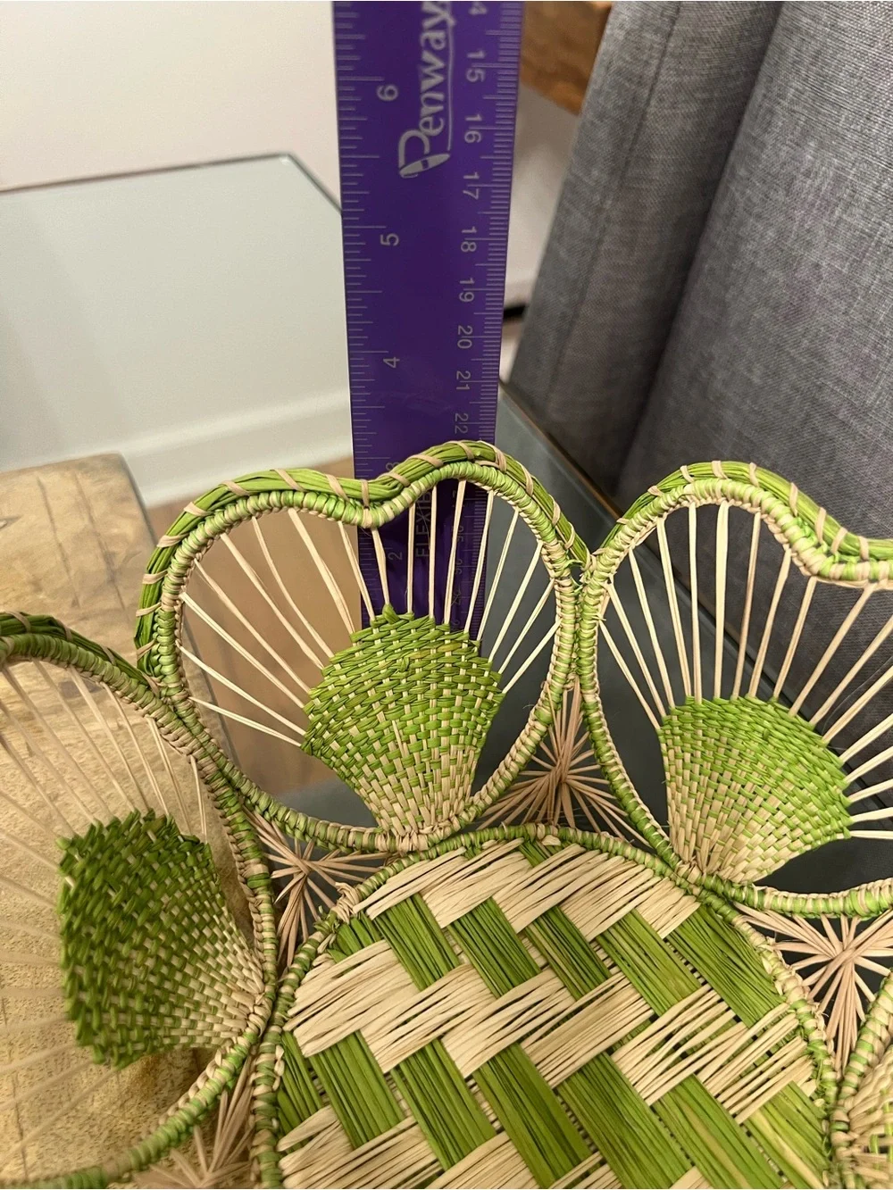 Soleil Flower Bread Basket  handcrafted from natural Iraca palm fibers
